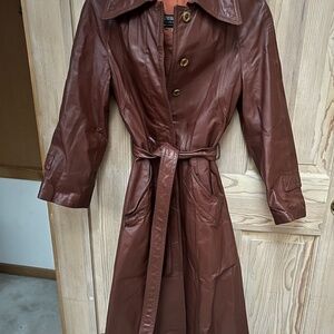 Vintage Full Length Leather Coat Women's 5/6